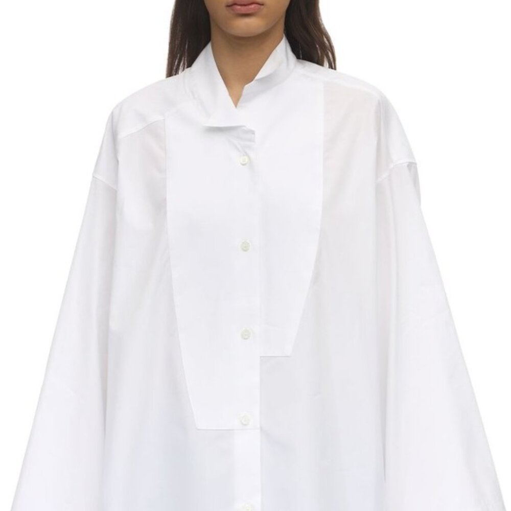 Loewe Cotton Poplin Tuxedo Shirt, White, XS